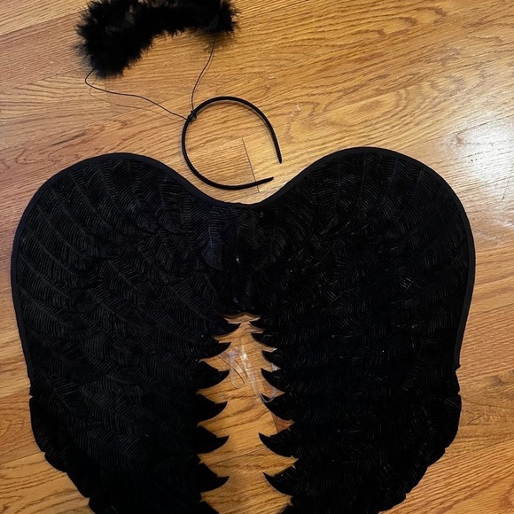 Black Angel Costume Wings and Halo - Picture 1 of 4